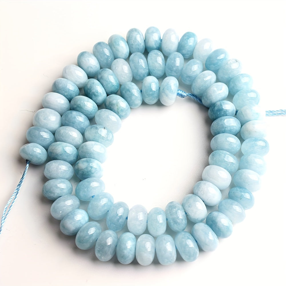 Natural Stone Beads 5x8mm Oval Aquamarine and Angelite Spacer Beads for Jewelry Making 70 Pieces