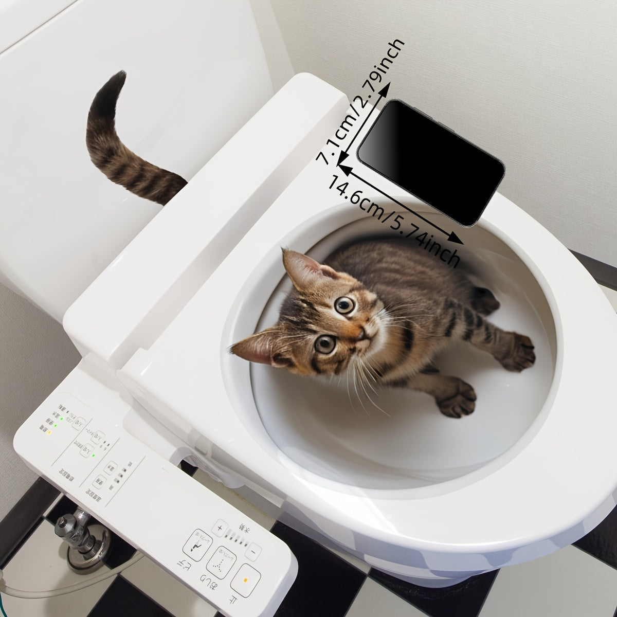 3D Cat Toilet Lid Decal Animal Print Self-Adhesive PVC Bathroom Decoration