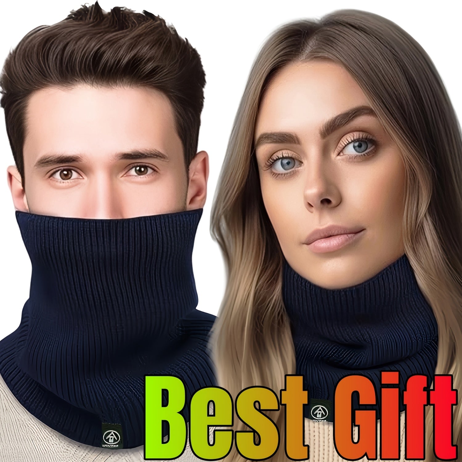 Men's Warm Velour Scarf and Face Shield Cold-Proof Neck Gaiter Winter Accessory
