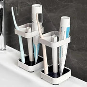 White Bathroom Toothbrush Holder and Cup Organizer with 3 Slots