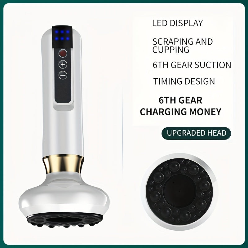 USB zaryadlash, 1200mAh batareya va uyda foydalanish uchun 5 ta filtr paxtasi bilan jihozlangan portativ 6-rejimli ko'p funksiyali massaj asbobi.