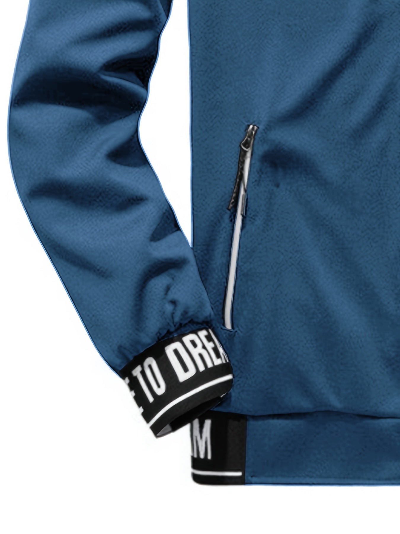 Men's Polyester Knit Casual Sportswear Set with Pockets and Collared Neck for Fall Winter