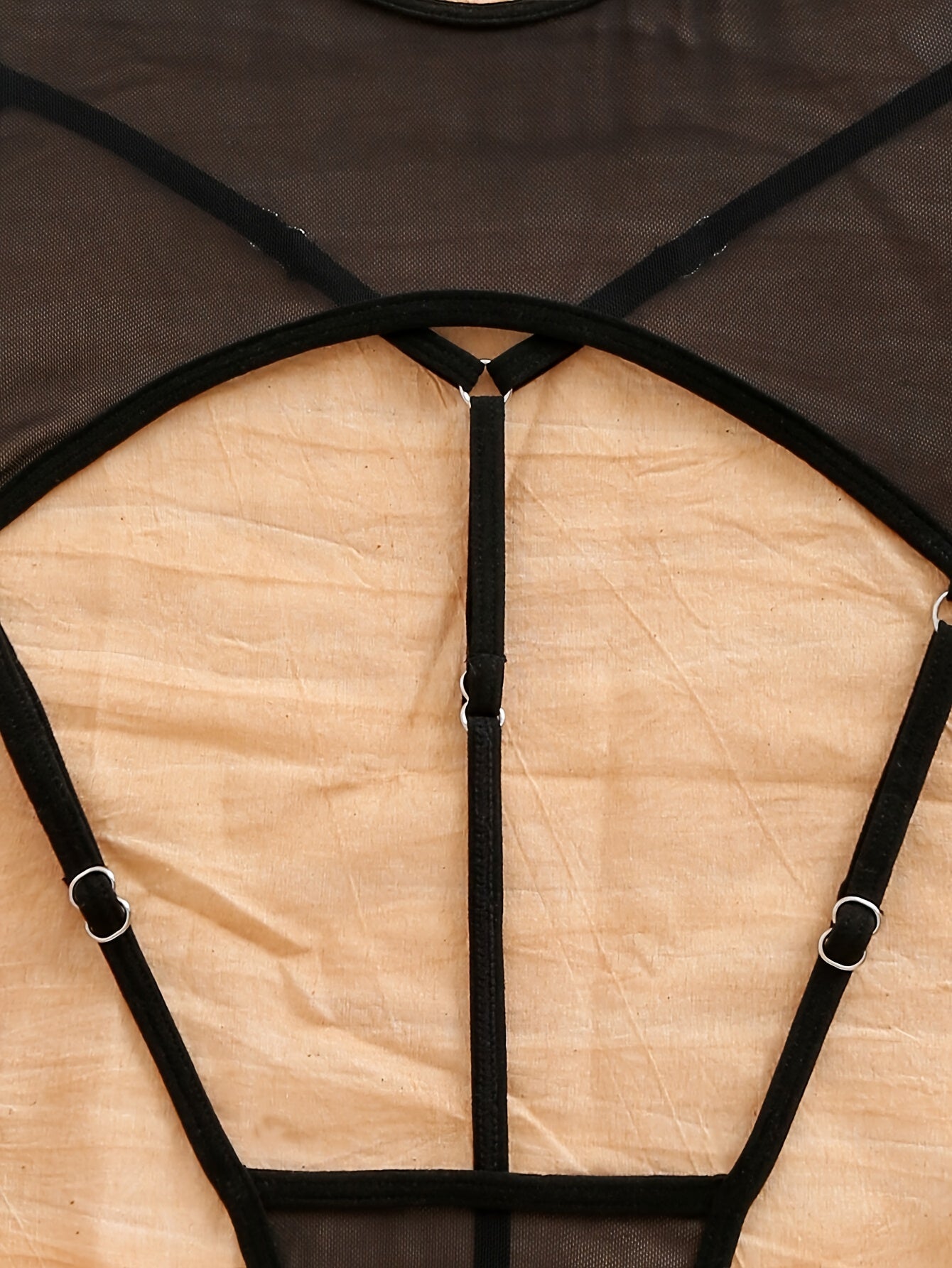 Women's Transparent Body Suit Lingerie with High Split and Neck Strap