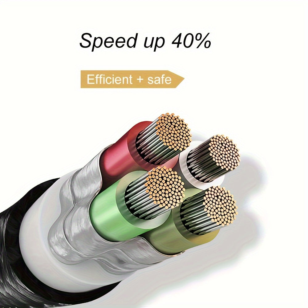 3-in-1 Naylon bilan to‘qilgan zaryadlash kabeli USB dan Lightning Type-C Micro USB gacha 149cm