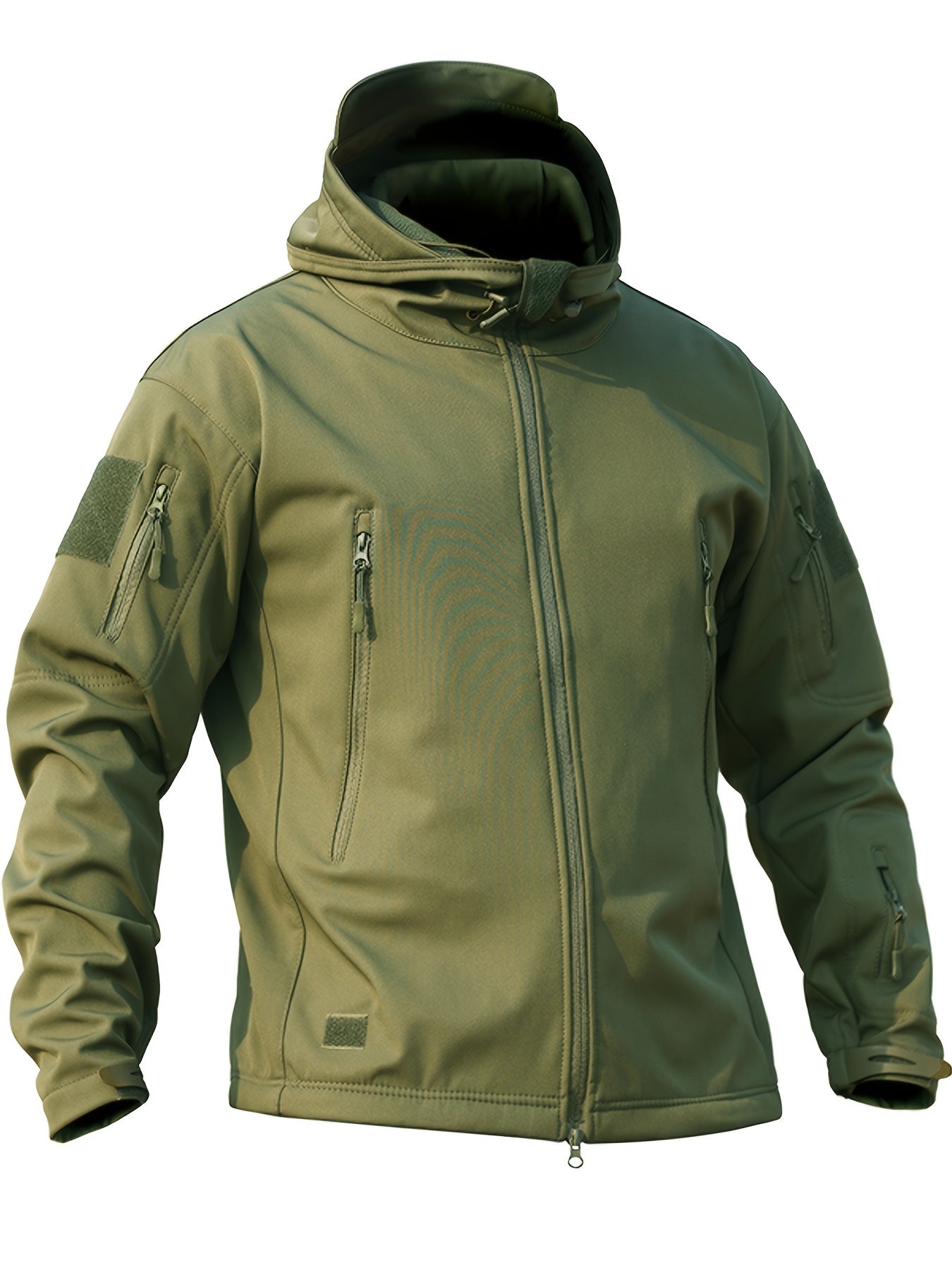 Men's Fleece-Lined Tactical Jacket and Cargo Pants Set for Outdoor Activities in Cold Weather