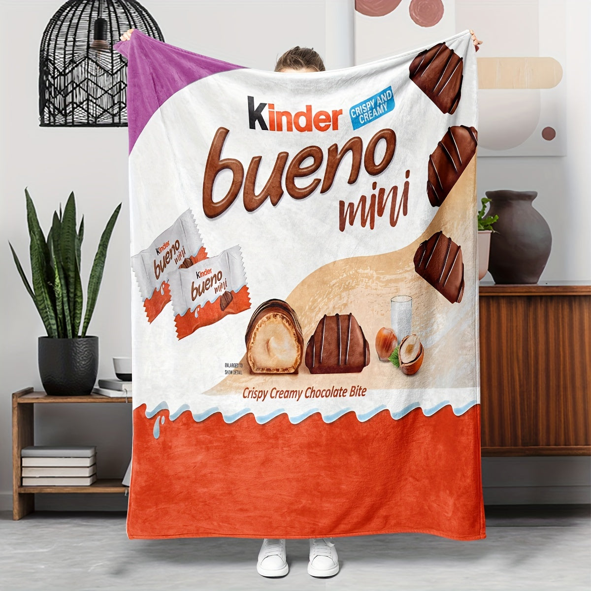 Warm Chocolate Candy Print Flannel Throw Blanket for Snuggling and Relaxing