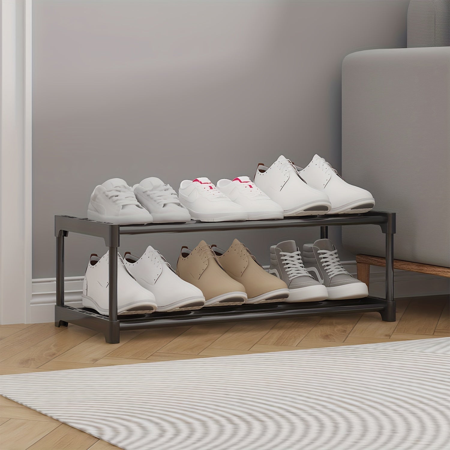 3-Tier Metal and Plastic Shoe Rack with Stable Design and Easy Assembly