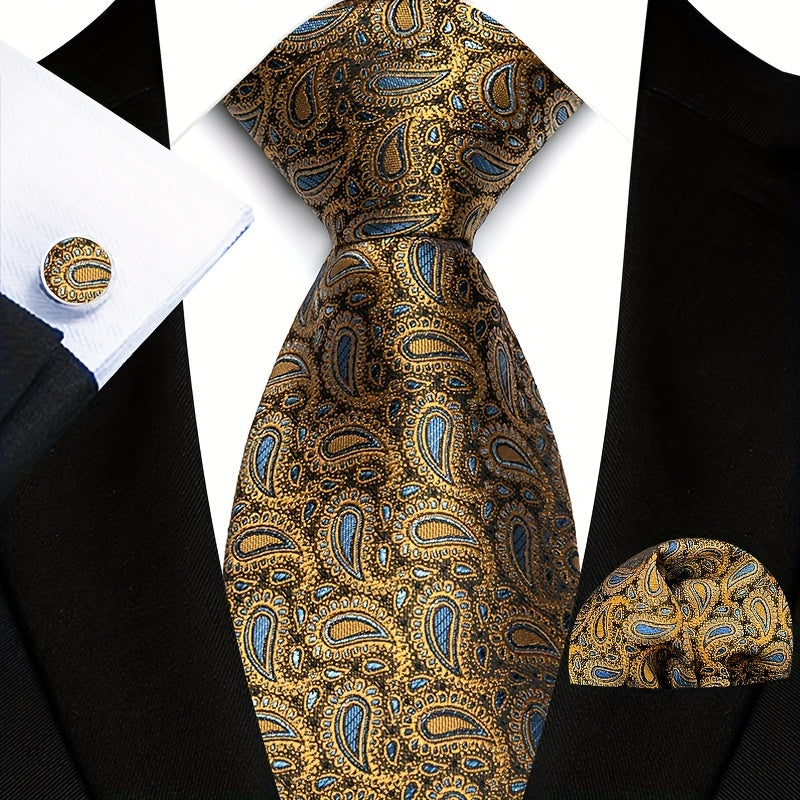 Мужской набор аксессуаров для моды: галстук, носовой платок, запонки для подарка