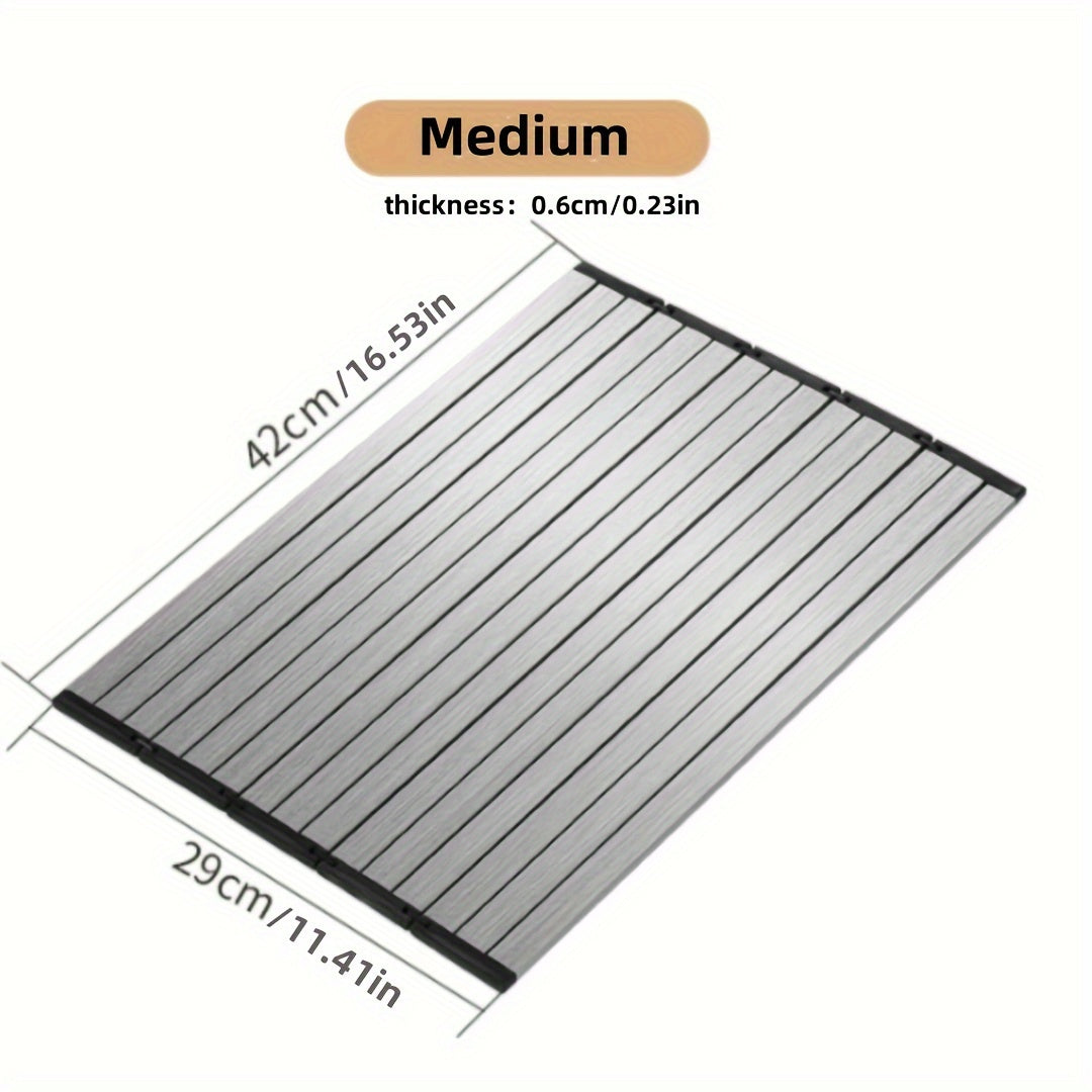 Stainless Steel Foldable Cutting Board with Drain Rack, Non-Slip, Double-Sided