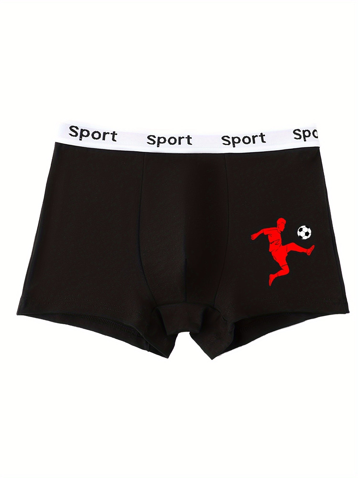 Boys Cotton Boxer Briefs 4-Pack with Football Print Breathable Sweat-Wicking Comfortable Fit