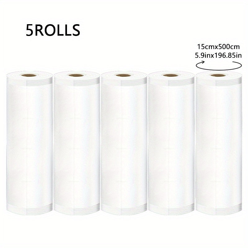 5 dona BPA-siz vakuum yopishqoq paketlar, 5 m og'ir yuk ko'taruvchi rulon, saqlash va pishirish uchun
