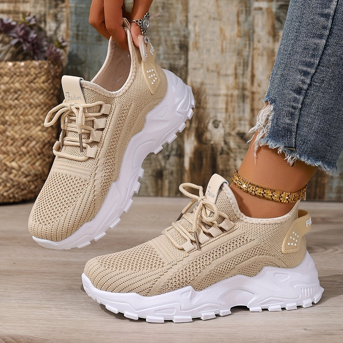 Women's White Mesh Lace Sneakers for Summer Running and Travel