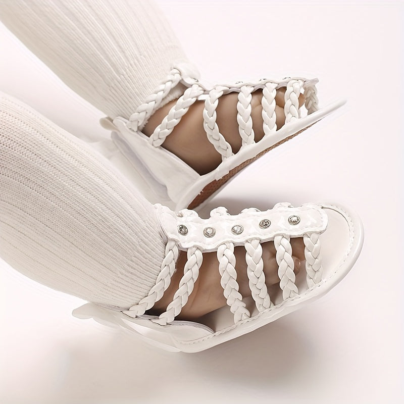 Baby Girl Summer High-Top Sandals with Bow Floral Design Breathable PU Flexible Sole