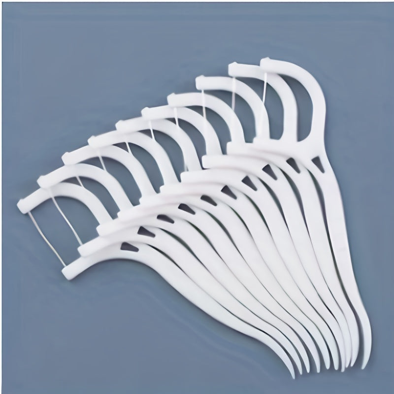 Disposable Dental Floss Sticks Pack of 50 for Travel Hygiene White Plastic