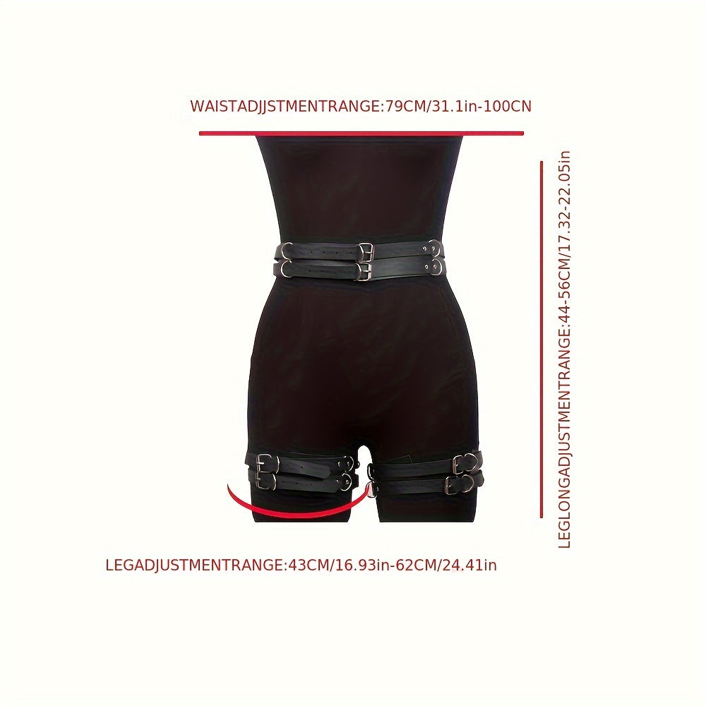 Ayollarlar uchun Punk oyoq barmog'i halqasi, PU lentalar va kamar aksessuari bilan