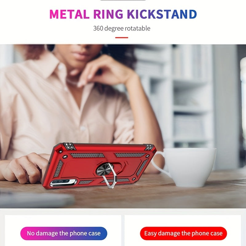 Shockproof Phone Case for Samsung Galaxy A Series with Ring Kickstand and Air Cushion Protection