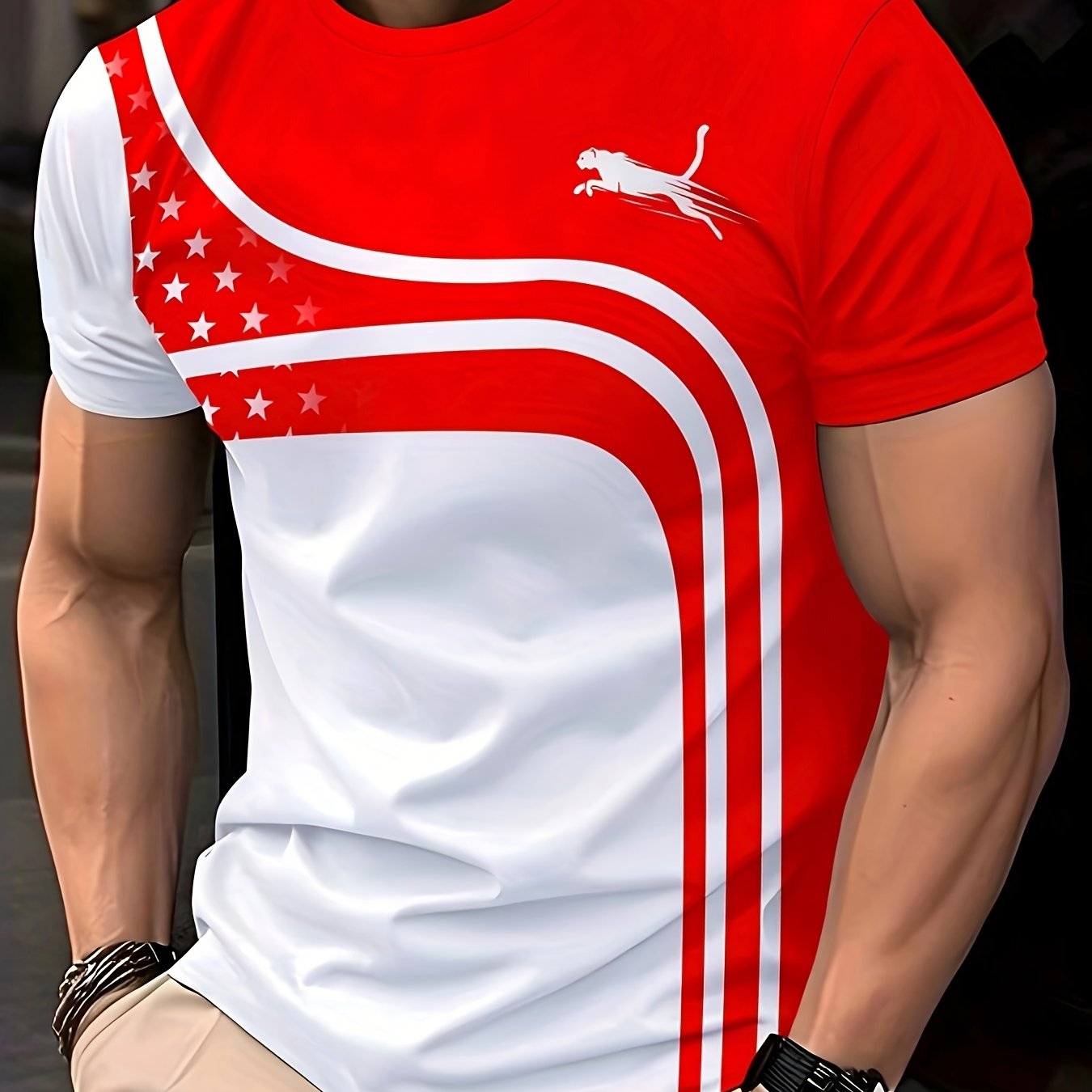 Erkaklar uchun tasodifiy yumshoq bo'yinli futbolka, 3D geometrik naqsh bilan, polyesterdan tayyorlangan, odatiy moslikda, cho'ziluvchan to'qima va yangicha dizayn bilan.