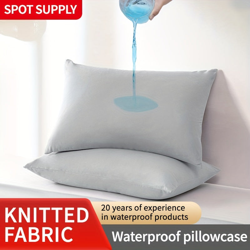 Waterproof Stain-Proof Pillow Protector Cover Gray Bed Pillow Cover