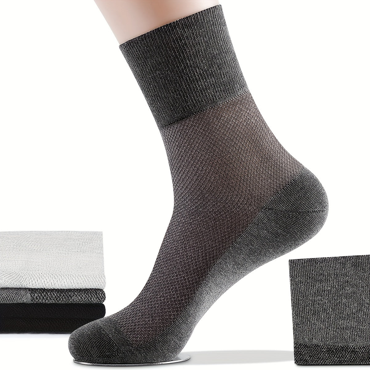 Men's Mesh Crew Socks 3 Pairs Breathable Cotton Blend Summer Casual