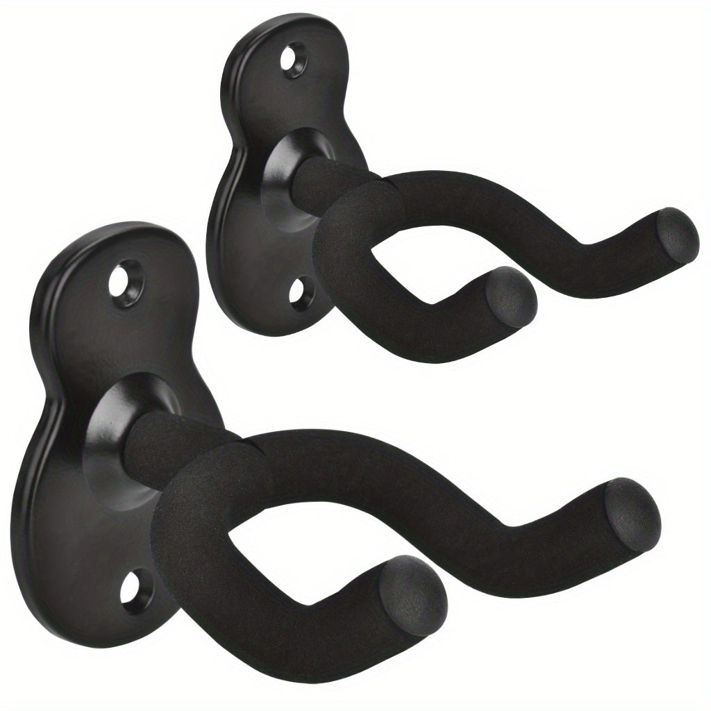 Wall Mounted Guitar Hooks Pack of 2 3 or 4 Black Iron Wall Mount for Folk Bass Electric Classical Guitars