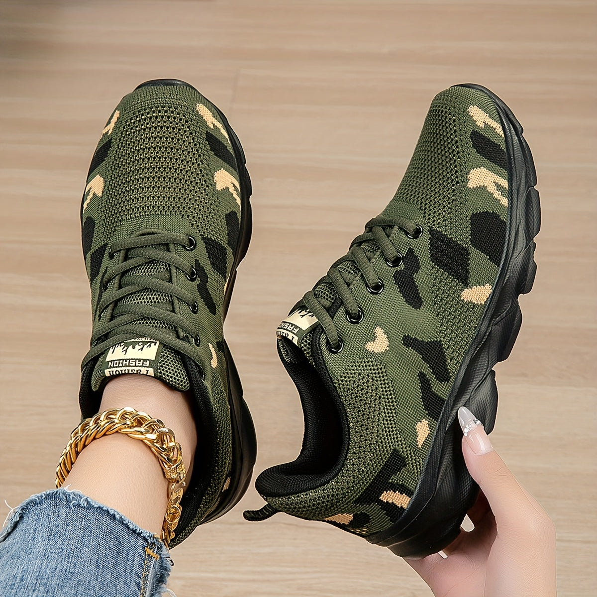 Women Camouflage Mesh Sneakers Lightweight EVA Sole Casual Running Shoes