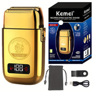 Reciprocating Electric Shaver USB Rechargeable Titanium Foil Razor LED Display 5 Speeds