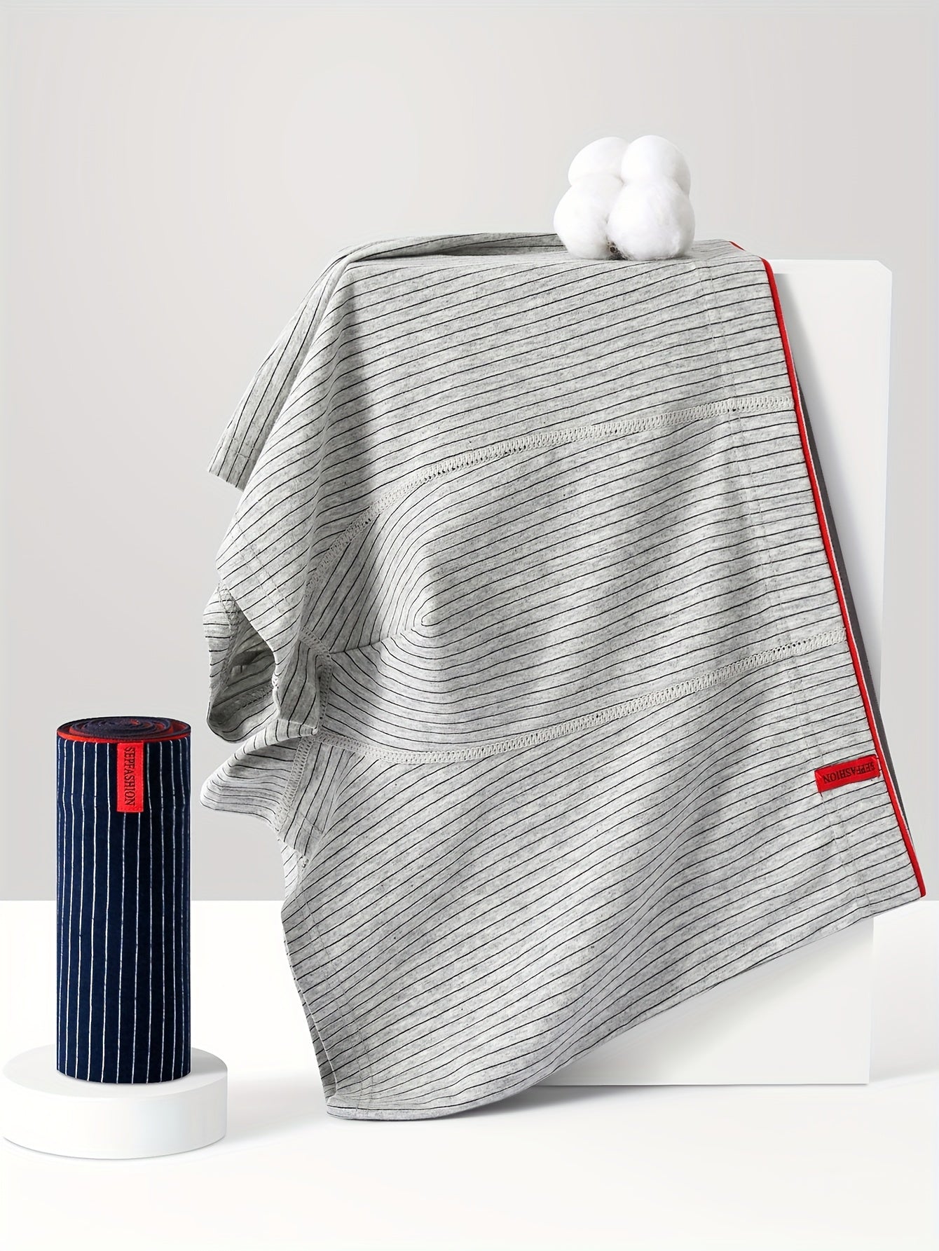 Мужские полосатые боксеры-слипы 4 шт. Высокий эластичный воздухопроницаемый свободный крой Размер плюс