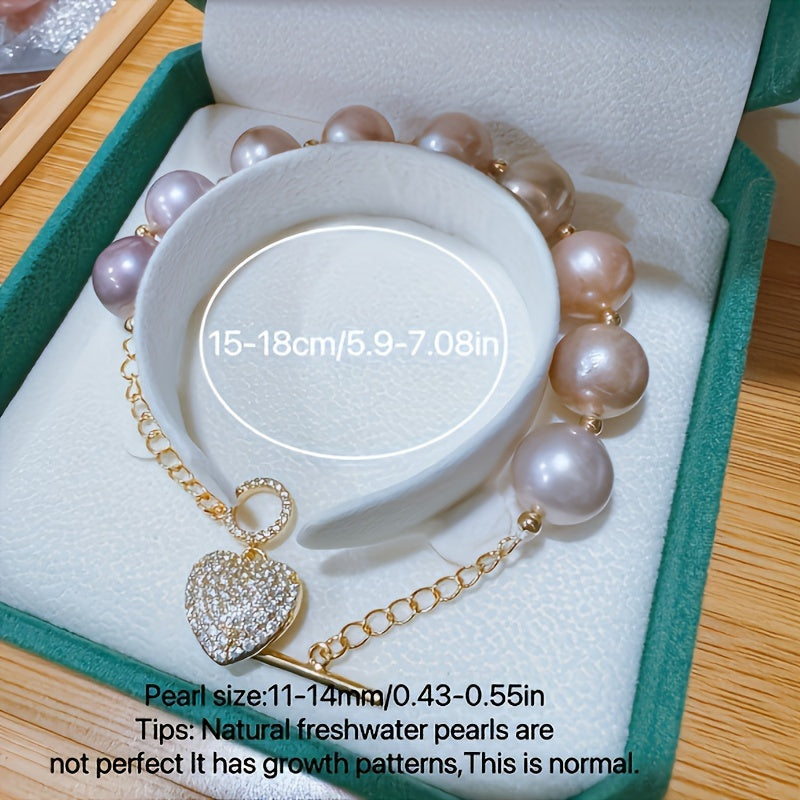 Pulsera de perlas de agua dulce moradas para mujer regalo de boda cumpleaños joyería elegante