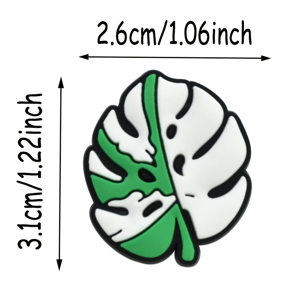 Women Summer Flip Flop Shoe Charms, Green Leaf Flower Sandal Decorations