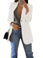 Plus Size Woven Polyester Lapel Blazer for Spring and Fall