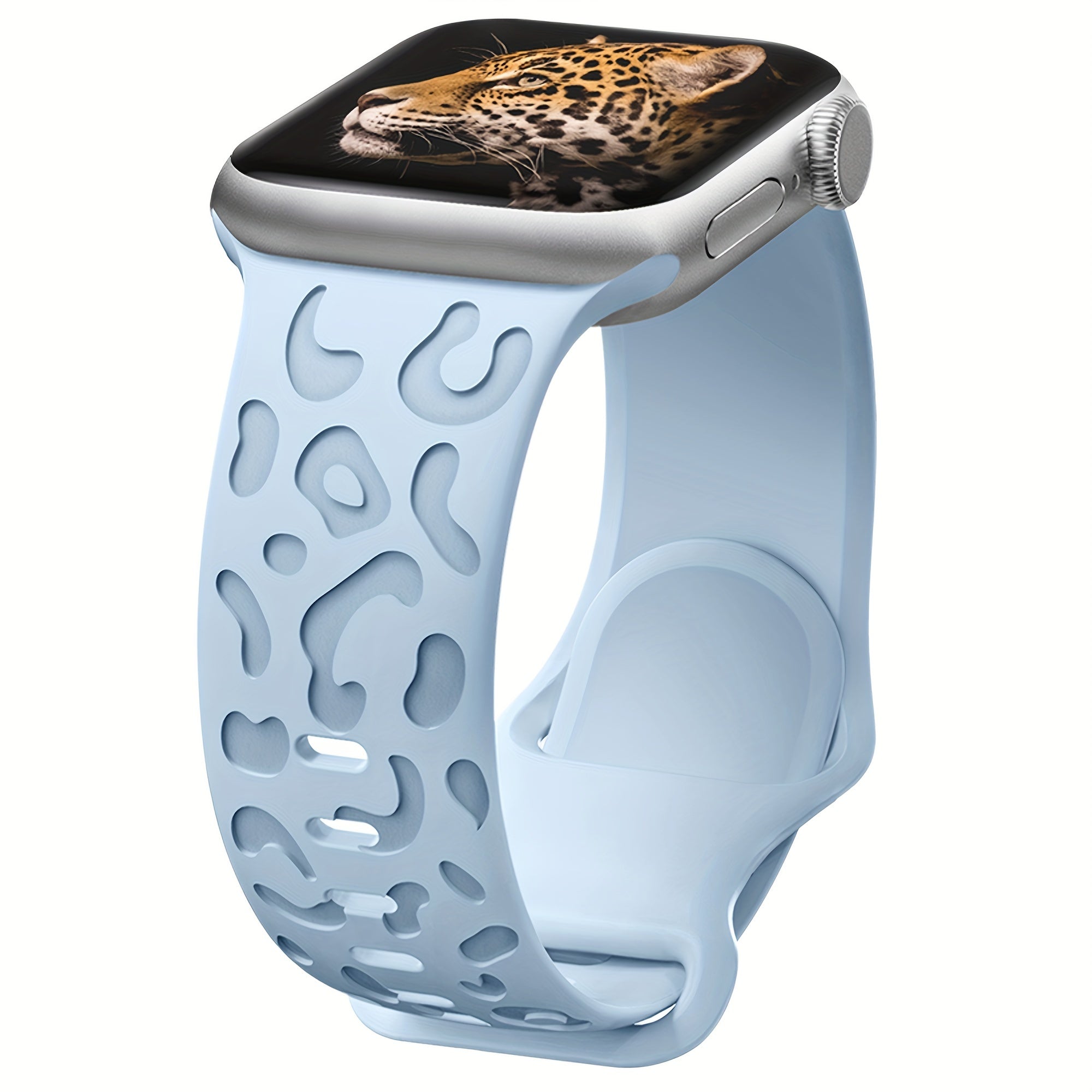 Waterproof Silicone Watch Band for IWatch Series 8 7 6 5 4 3 2 SE Leopard Engraved