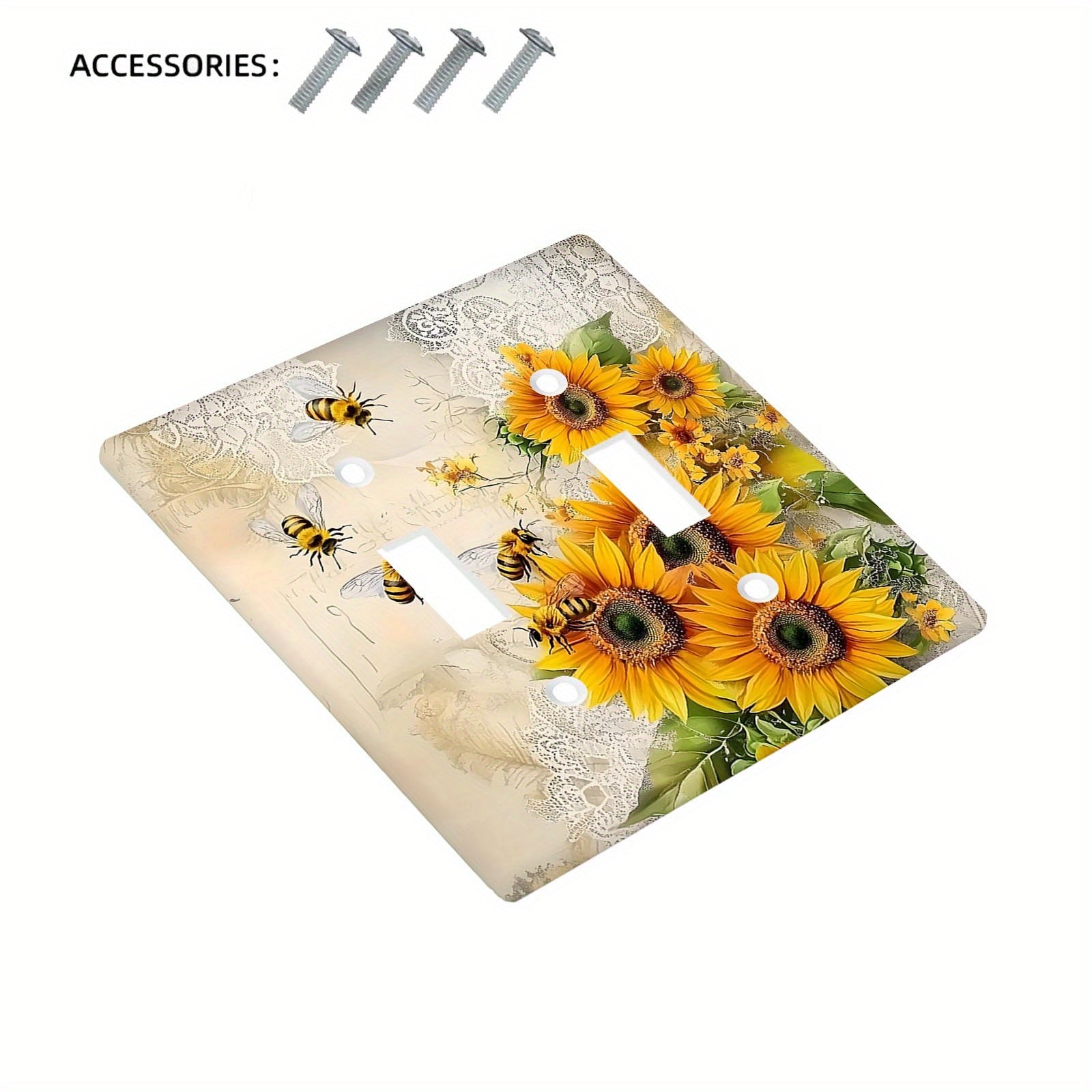 Luz decorativa de girasol y abejas para cubierta de interruptor para cocina, baño, dormitorio, 1 o 2 gang