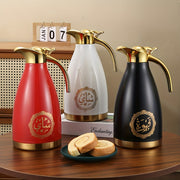 Insulated Stainless Steel Kettle 2L Tea Coffee Gold Handle and Base