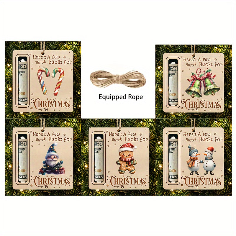 Adorno de árbol de Navidad con Santa, muñeco de nieve, galleta de jengibre, campanas, bastón de caramelo, madera artificial