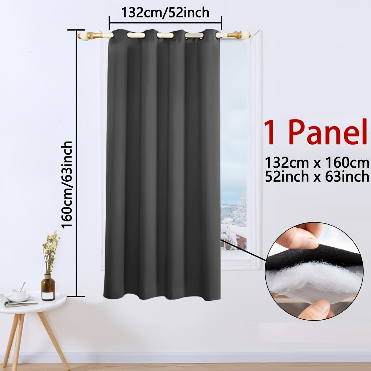 Qorong'i Grommet Qopqog'i 100% Polyester Termal Izolyatsiya uchun Yotoqxona va Mehmonxona