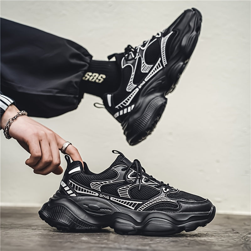 Men's Mesh Casual Sneakers Low Top Lace-Up All-Season Vintage Chunky Shoes