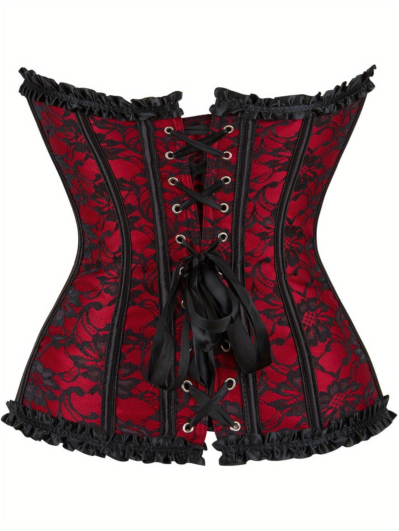 Women's Strapless Corset Bustier Tummy Control Lace-Up Shapewear