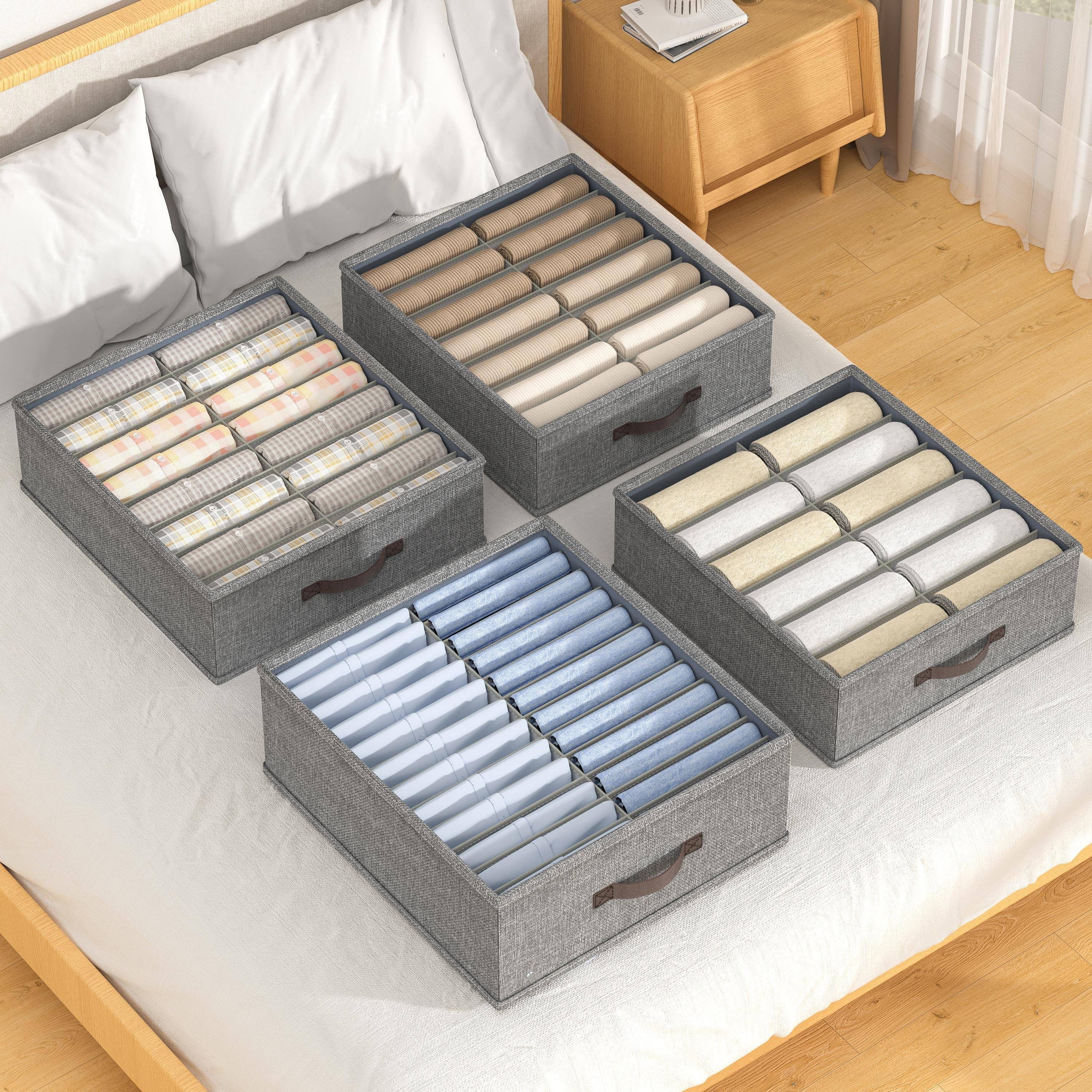 Minimalist Fabric Storage Box Foldable Beige Light Grey for Home Organization