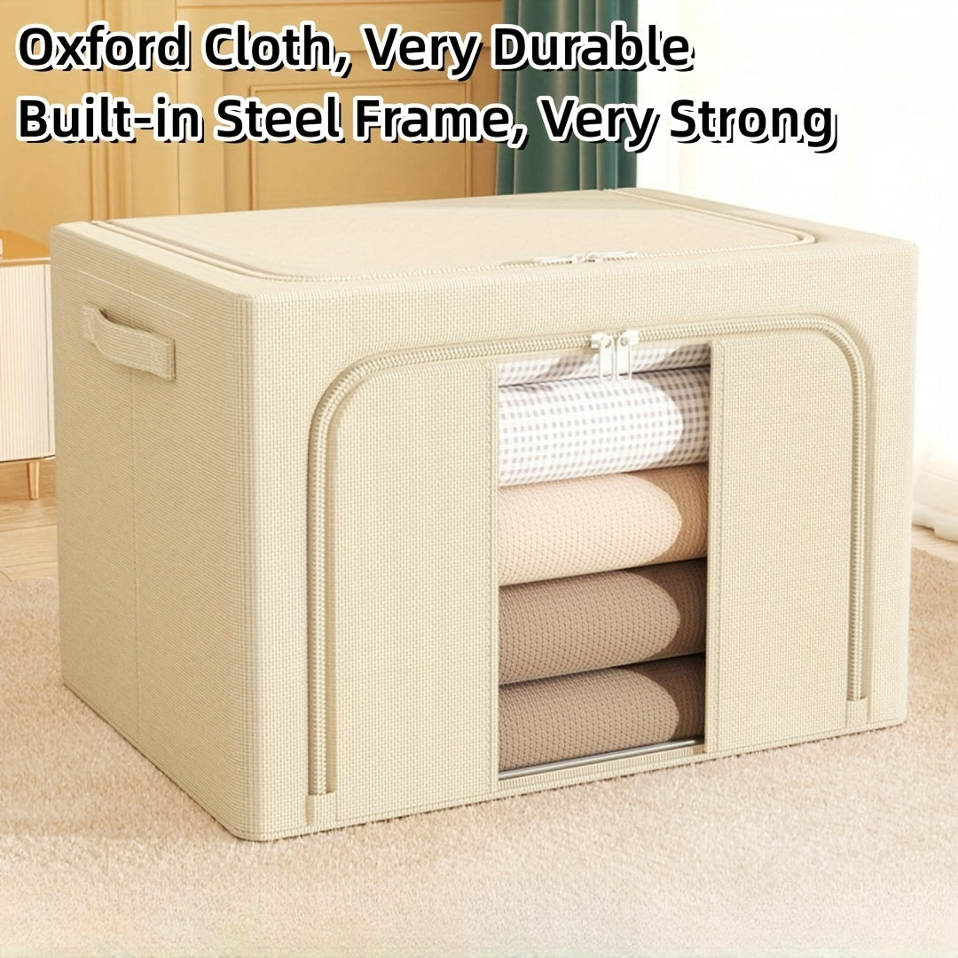 Storage Box Waterproof Cordura Foldable Steel Frame with Transparent Window for Wardrobes Vehicles and Moving