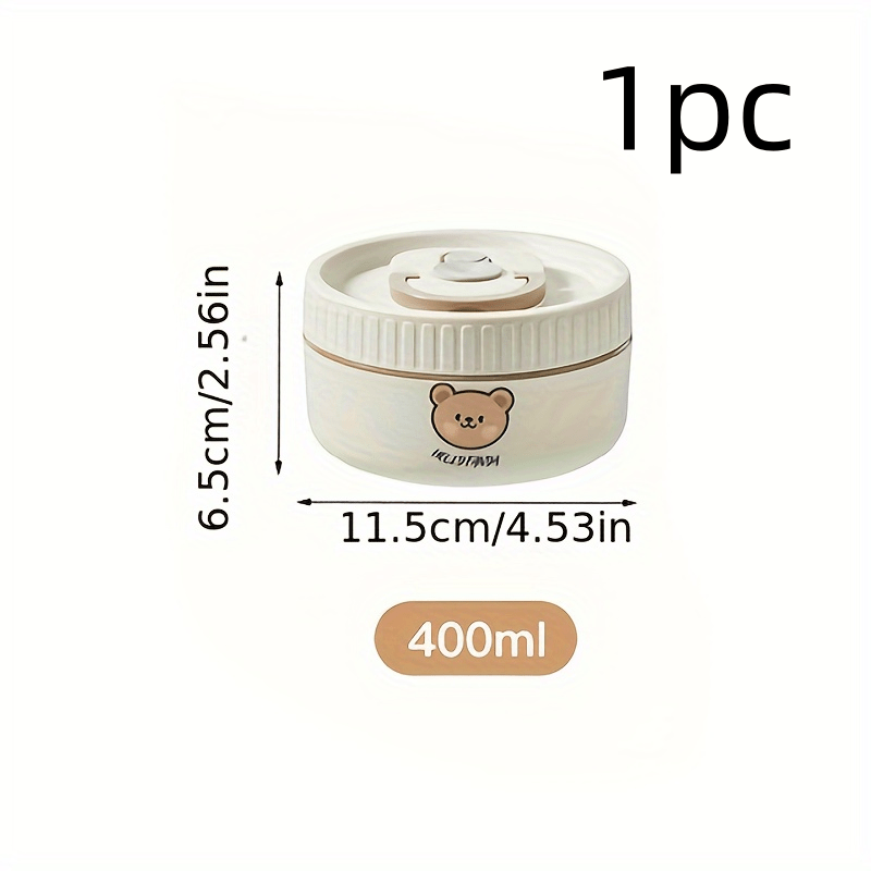 Stainless Steel Insulated Lunch Box with Microwave-Safe Soup Bowl, Bear Design