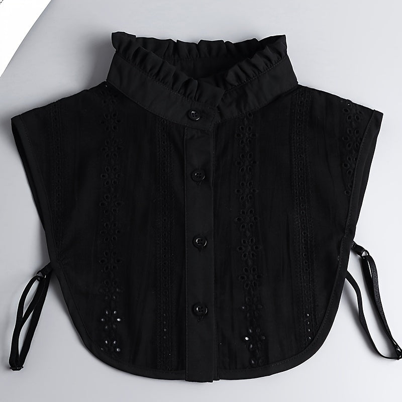 Women's Lace Detachable Collar with Ruffled Edges and Floral Jacquard Pattern for Layering