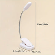 White LED Book Light with Adjustable Arm and Clip for Reading at Night