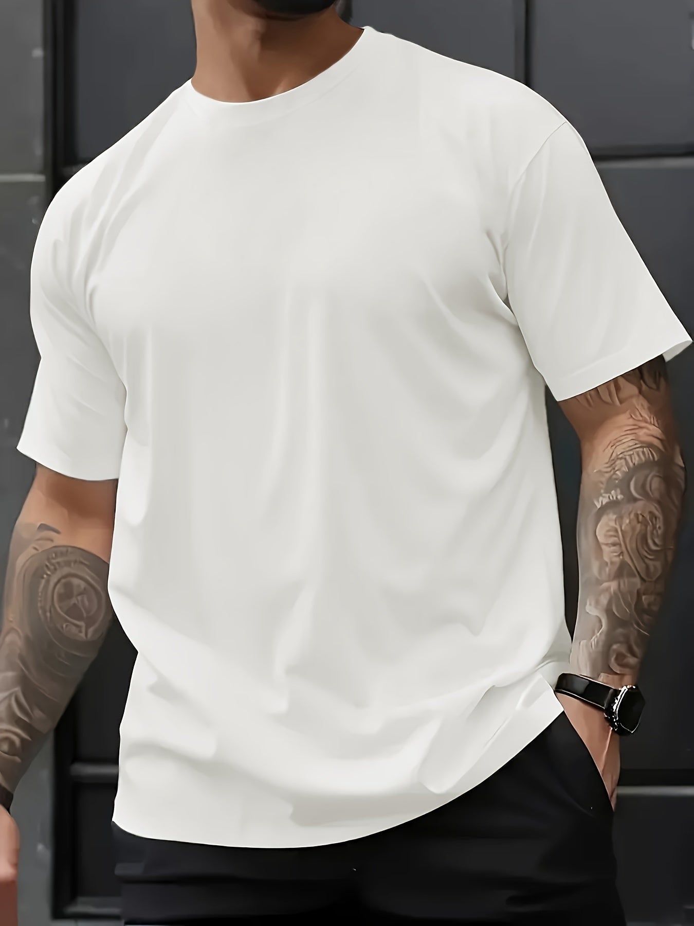 Men's Casual T-Shirt Large Size Short Sleeve Polyester Breathable Comfortable