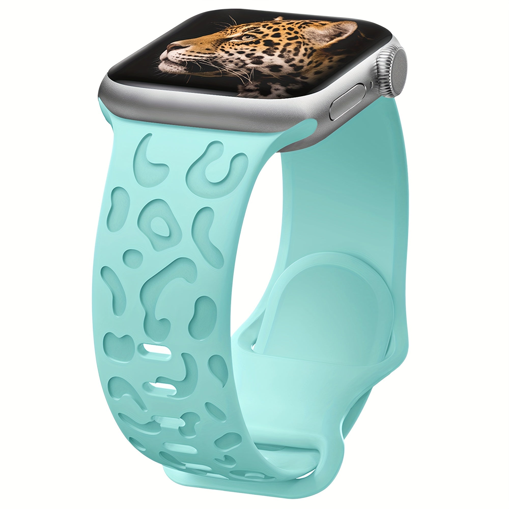 Waterproof Silicone Watch Band for IWatch Series 8 7 6 5 4 3 2 SE Leopard Engraved