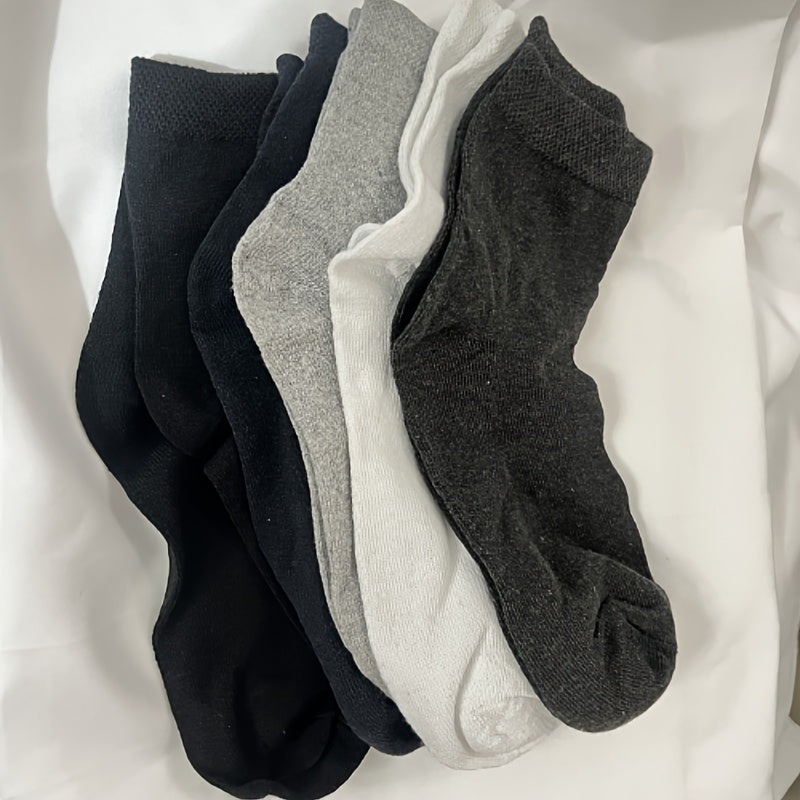 Men's Low Cut Socks 5 Pairs Breathable Cotton Polyester Casual All Seasons