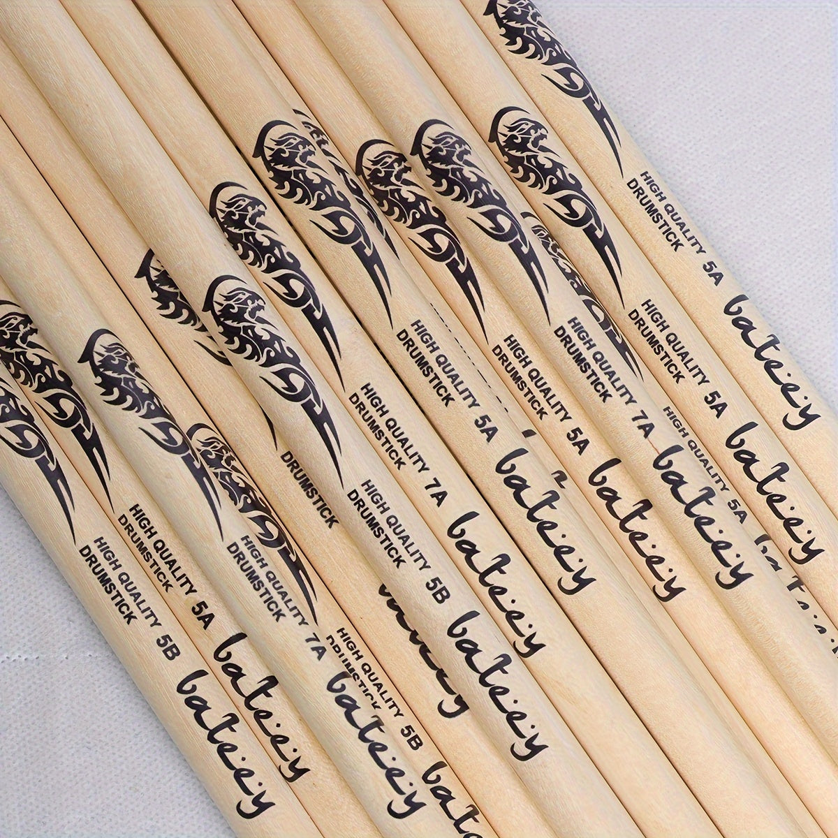 Maple Drumsticks with Totem Design, 5A 7A 5B Sizes, Lightweight, Uncharged