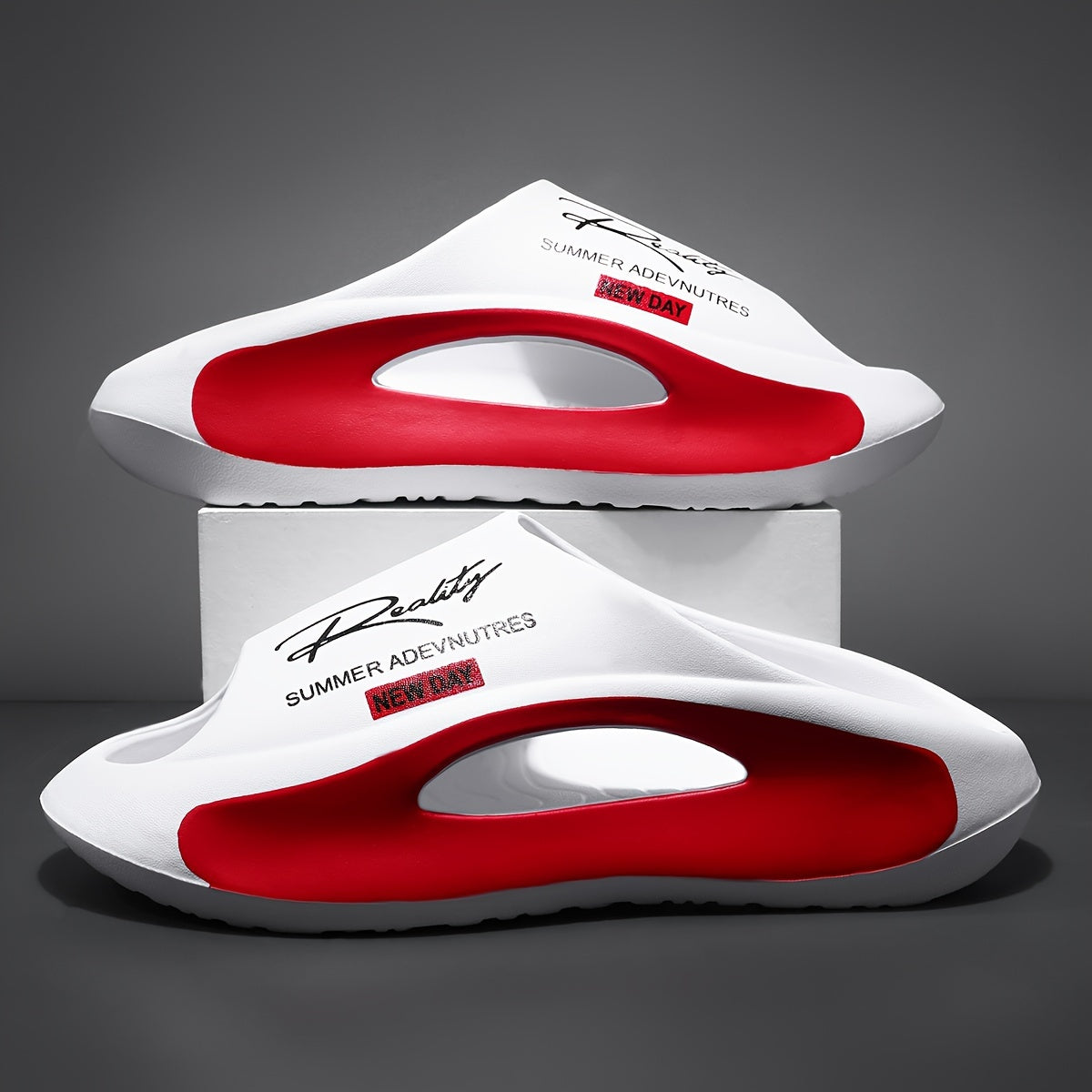 Women's Face Print Slides Thick Sole Non-Slip Breathable Open Toe Sandals for Indoor Outdoor