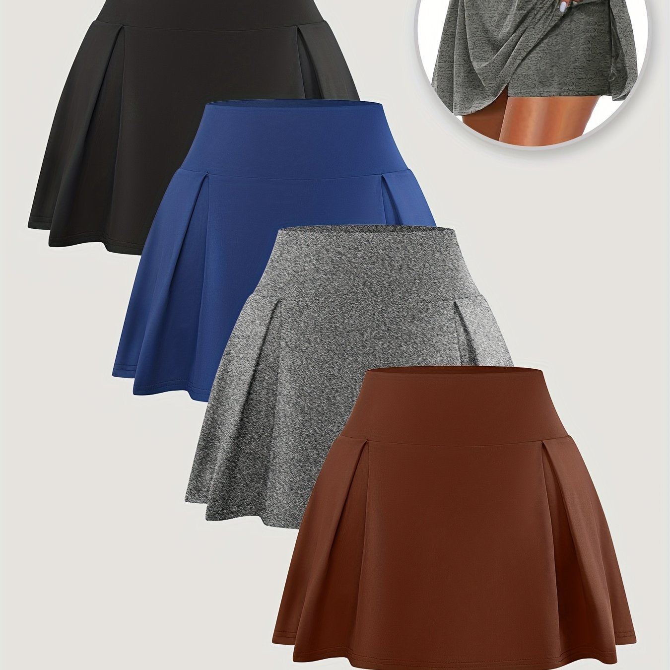 Plus Size Women's Athletic Skort Pants High Stretch Built-In Shorts Yoga Running