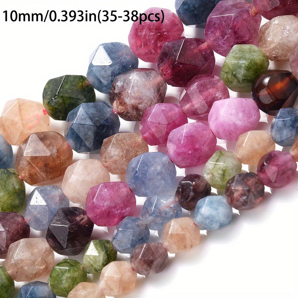 Faceted Tourmaline Beads Natural Stone Jewelry Spacer Beads for Bracelets Necklaces 6/8/10mm
