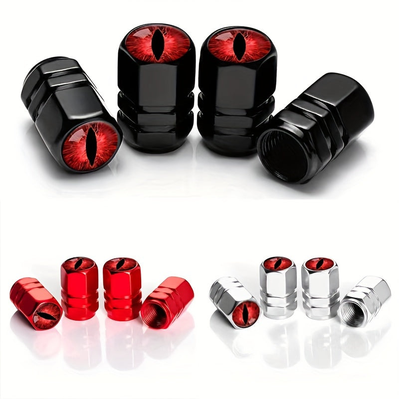 4Pcs Red Aluminum Chrome Tire Valve Cap Covers Universal Auto Motorcycle Truck Bike